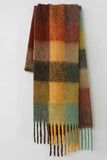 Yellow Coffee Faux Cashmere Plaid Scarf